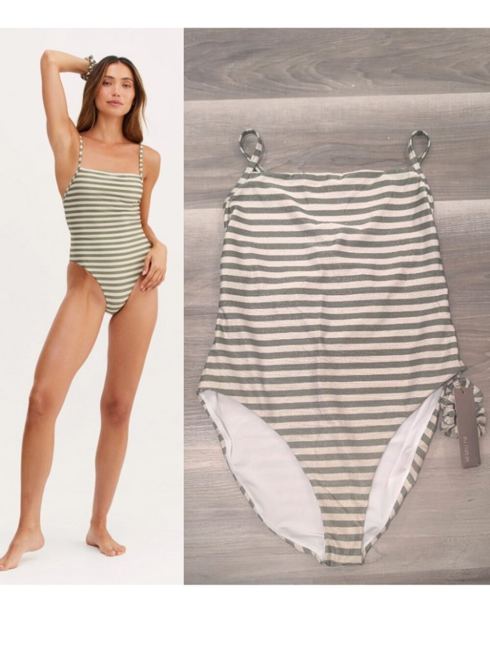 Au Naturel By Gottex | Luna Striped Metallic One Piece In Olive